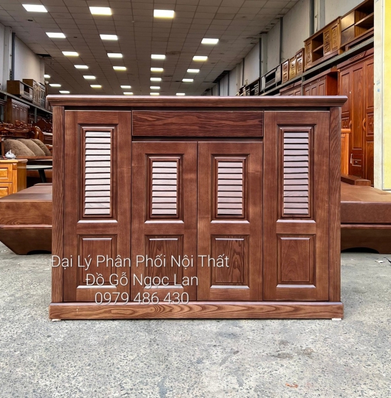 TỦ GIÀY DÉP GỖ SỒI NGA 4 CÁNH LAU MÀU ÓC CHÓ ĐẸP - HIỆN ĐẠI