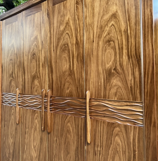 Tủ Quần Áo Gỗ Hương Xám 4 Cánh Sóng Hiện Đại ,Tinh Tế 