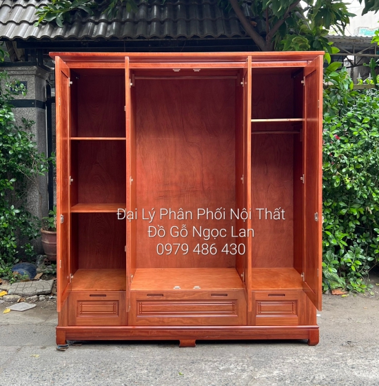 Tủ Áo 4 Cánh Gỗ Xoan Đào Thiết Kế Đơn Giản - Hiện Đại