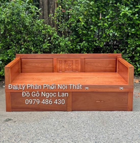 GIƯỜNG GẤP GỖ XOAN ĐÀO 2 NGĂN KÉO CHÂN CAO ĐA NĂNG - BỀN ĐẸP 1M2 