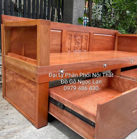 GIƯỜNG GẤP GỖ XOAN ĐÀO 2 NGĂN KÉO CHÂN CAO ĐA NĂNG - BỀN ĐẸP 1M2 