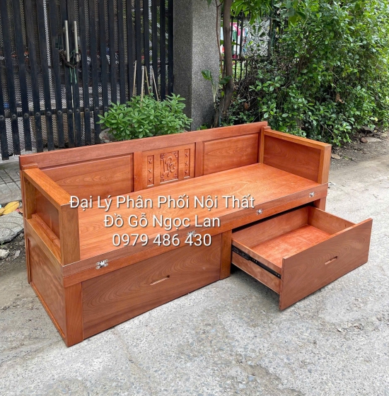 GIƯỜNG GẤP GỖ XOAN ĐÀO 2 NGĂN KÉO CHÂN CAO ĐA NĂNG - BỀN ĐẸP 1M2 