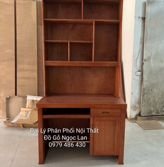 Bàn Học Sinh Gỗ Xoan Đào 1M Kèm Kệ Giá Sách Bền Đẹp 