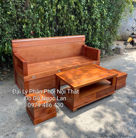 Giường Gấp Gỗ Xoan Đào Thông Minh Đa Năng Kèm Bàn Đôn Sofa Tiện Ích 