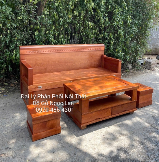 Giường Gấp Gỗ Xoan Đào Thông Minh Đa Năng Kèm Bàn Đôn Sofa Tiện Ích 