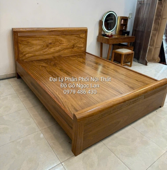 Giường Ngủ Gỗ Hương Xám Phản Liền Chỉ Hoa Hiện Đại 