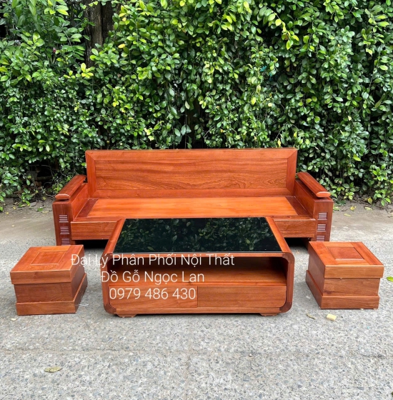 Ghế Sofa 1 Văng Gỗ Xoan Đào Nhỏ Gọn 4 Chi Tiết