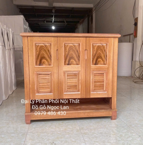 Tủ Giày Dép Gỗ Hương Xám 3 Cánh Hở - Mẫu Lá Sách  
