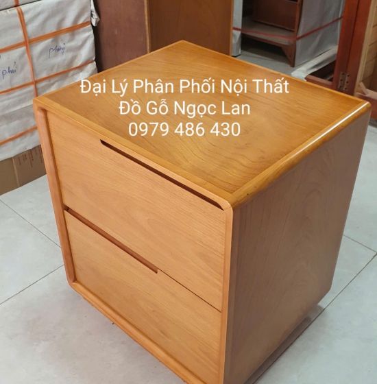 Tủ Đầu Giường Gỗ Gõ Đỏ 2 Ngăn Kéo Sang Trọng 
