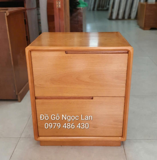 Tủ Đầu Giường Gỗ Gõ Đỏ 2 Ngăn Kéo Sang Trọng 