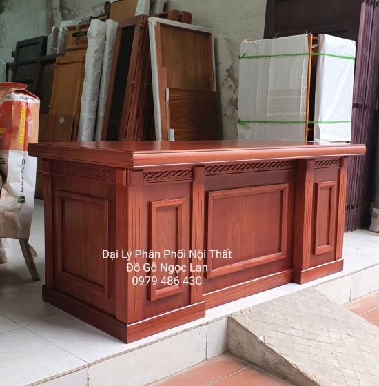 Bàn Làm Việc, Bàn Giám Đốc Gỗ Xoan Đào 1m6 Bền Đẹp 