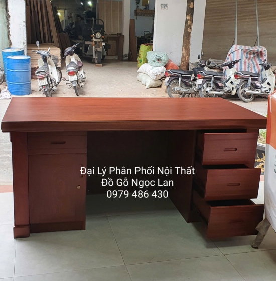 Bàn Làm Việc, Bàn Giám Đốc Gỗ Xoan Đào 1m6 Bền Đẹp 