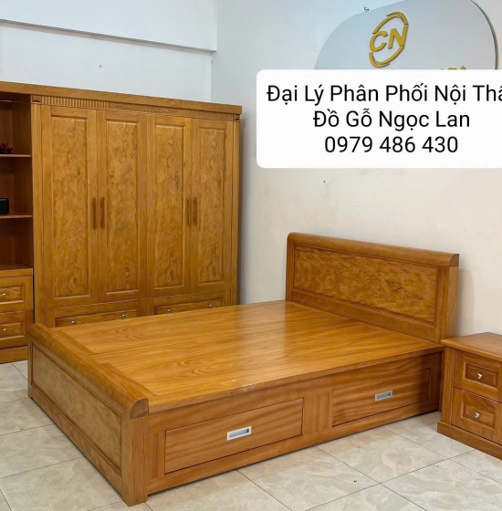 Bộ Combo Phòng Ngủ 3 Chi Tiết Gỗ Gõ Đỏ Thiết Kế Sang Trọng, Bền Đẹp