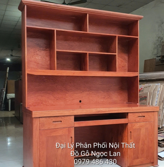 Bàn Học Sinh Gỗ Hương Đá Hàng Đặt Theo Kích Thước Kèm Kệ Sách Bền Đẹp 1m6