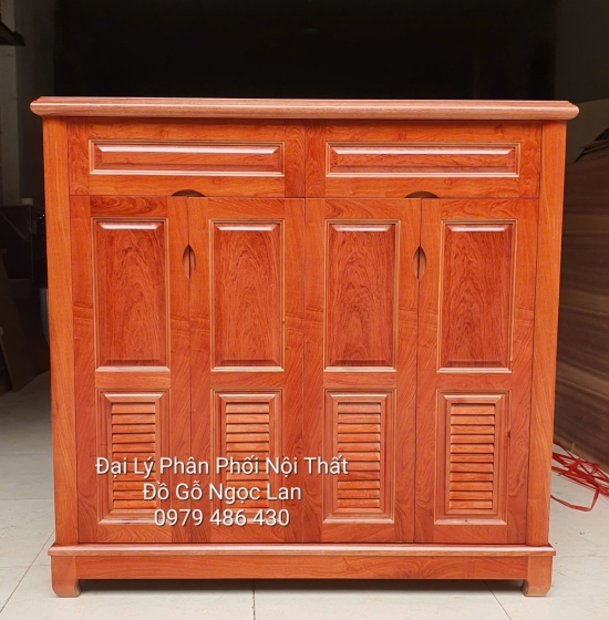 Tủ Giày Dép 4 Cánh Gỗ Hương Đá Cao 1m2