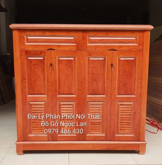 Tủ Giày Dép 4 Cánh Gỗ Hương Đá Cao 1m2