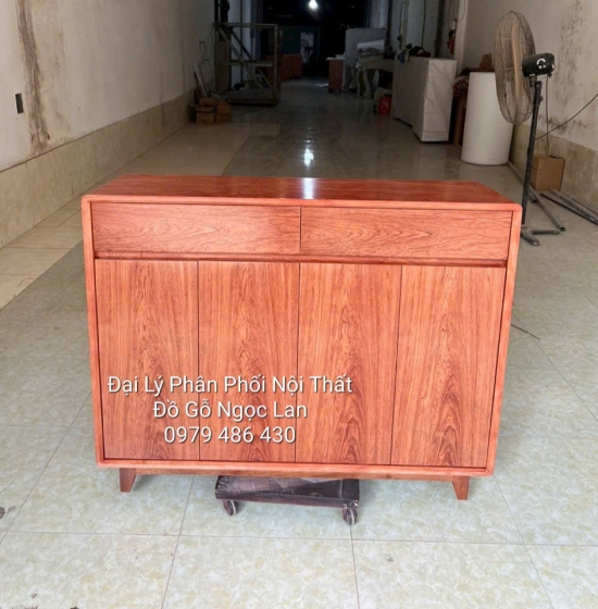 Tủ Giày Dép 4 Cánh Chân Cao Gỗ Hương Đá Thiết Kế Hiện Đại 1m2