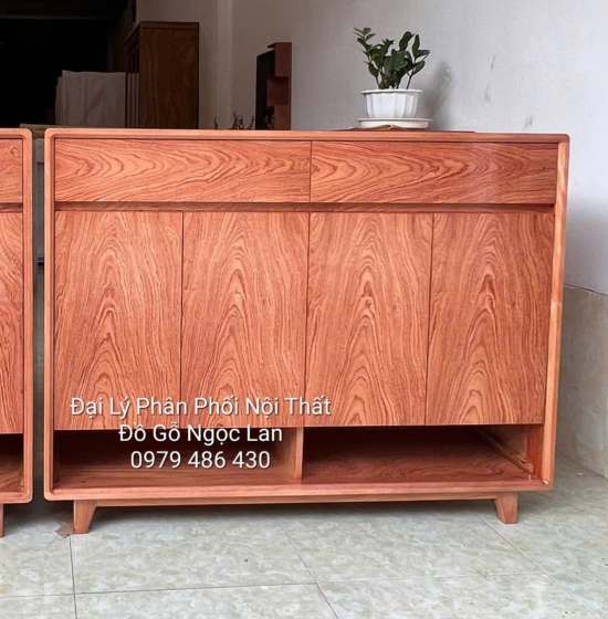 Tủ Giày Dép 3 Cánh Gỗ Hương Đá Thiết kế Để Dép Đi Hàng Ngày, Tiện Lợi 