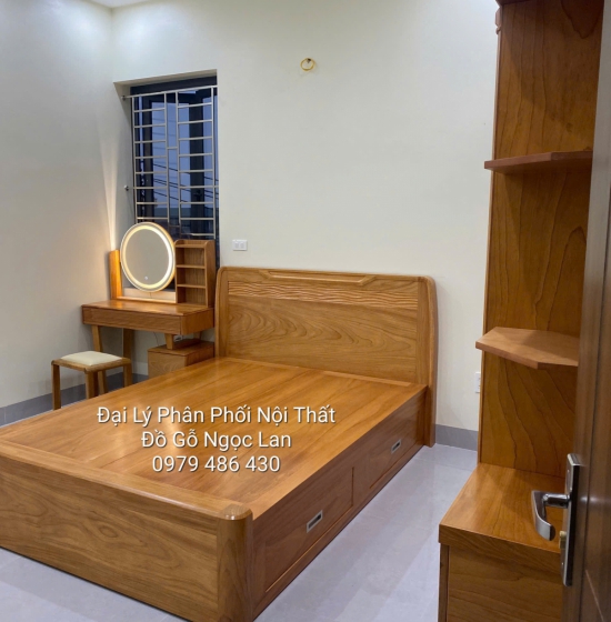 Combo Phòng Ngủ Gỗ Gõ Đỏ 3 Chi Tiết Thiết Kế Hiện Đại, Tinh Tế