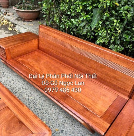 Ghế Sofa Gỗ Xoan Đào Góc L Vế Trái Kèm Nệm 2m9x1m8  